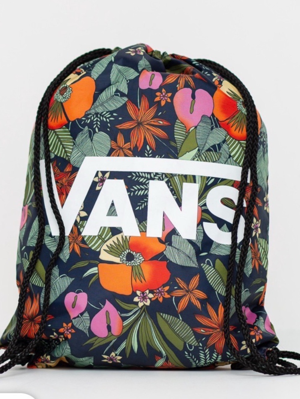 Vans Navy Floral Drawstring Cinched Backpack
